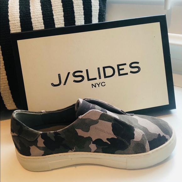 J Slides Grey Camo Alara Suede Slides - Picture 1 of 9